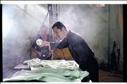 Steve Balderson, left, directs former Faith No More singer Mike Patton in a scene from "Firecracker." The Wamego-based filmmaker based the oddball tale on a real-life murder that happened decades ago in his hometown.