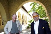 Stanford University professors Per Enge, left, and Jim Spilker are leading an effort to make GPS navigation far more accurate, but it is a long-range goal.
