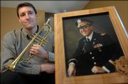 Lawrence resident Curtis Marsh was disappointed when, at the military funeral of his father, Curtis N. Marsh III, pictured at right, "Taps" was played on a tape recorder. Now Marsh volunteers to perform "Taps" at military funerals, playing on a trumpet that his great-uncle used in a military band in World War II.