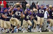 Carroll college players celebrate as time expires against Saint Francis in the NAIA football championship game. Carroll won, 27-10, Saturday in Savannah, Tenn.