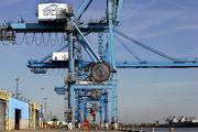 The Port of New Orleans Napoleon Container Terminal is seen on the Mississippi River. The port sustained $100 million in damage from Hurricane Katrina, but is now operating at about half capacity.