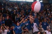 Kansas University fans toss around a beach ball before tipoff of last Saturday's men's basketball game against 21st-ranked Kentucky in Allen Fieldhouse. KU trounced the Wildcats 73-46.