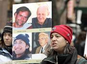 Carol Rose, co-director of Chicago-based Christian Peacemaker Teams, speaks Saturday during a news conference and vigil about a videotape showing four peace activists from the group that are held hostage in Iraq.