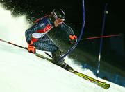 Ted Ligety of the United States skis to the gold medal during his second slalom run in the men's combined. Ligety won the event Tuesday in Sestriere, Italy.