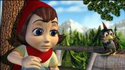 Red (voiced by Anne Hathaway) contemplates a mystery that is corrupting her woodland neighborhood in the animated "Hoodwinked," which attempts to present the tale of Little Red Riding Hood from different perspectives.