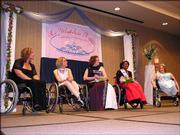 Ranita Wilks, Lawrence, second from right, was crowned Ms. Wheelchair Kansas 2006 on Sunday in Topeka. Other contestants were Amanda Trei, Lawrence; Stacy Ritt, Garden City; and Angel Shaver, Satanta. JoAnne Fluke, Ottawa, who is the Ms. Wheelchair Kansas 2005, is at far right.