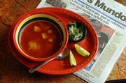 Menudo, for Mexican families, is the rough equivalent of spaghetti sauce for Italian families - everybody has their own recipe, and everybody has their own preferences. At Tortas Jalisco, 534 Frontier Drive, owner Angel Alvarez cooks the soup with tripe, a whole garlic bulb, whole onion, cilantro, oregano and salt for three to four hours.