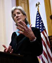 Gov. Kathleen Sebelius talks with the media Wednesday about what the Kansas Legislature accomplished this session. She spoke in her office at the Statehouse.
