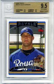 Royals prospect Alex Gordon's Topps rookie baseball card, shown in this image courtesy of collector Jeremy Troutman of Wichita, mistakenly was released in limited numbers. It sold last week for $7,500 on eBay. Under MLB rules, Gordon's card should not be in circulation until he hits the big leagues.