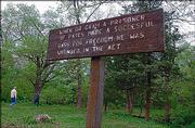 INformational signs are posted for visitors at the Battle of Black Jack site. A Lawrence-led coalition is seeking National Heritage Area status for a 38-county area in Kansas and Missouri, and the Black Jack site would be a "crown jewel" for such a designation, says Judy Billings, a committee leader.