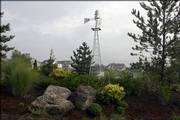 Hutton Farms has created a mecca of landscaping that still features objects from when the site was farmland. Still standing is an old windmill from the site.
