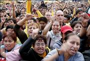 Thousands gather Saturday in support of Mexican presidential candidate Andres Manuel Lopez Obrador to demand a ballot-by-ballot recount of the July 2 elections at the main Zocalo plaza in Mexico City.