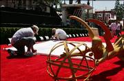 Preparations for the 58th Annual Primetime Emmy Awards continue Saturday outside the Shrine Auditorium in Los Angeles.