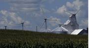Another view of the farm. Iowa produces 836 megawatts of wind energy compared to the 364 megawatts Kansas produces, even though researchers have labeled Kansas as a state with more potential to produce wind energy.