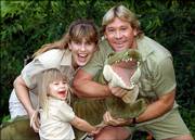 Steve Irwin is pictured with his wife, Terri, and their daughter, Bindi Sue, at the London Zoo to promote the movie "The Crocodile Hunter" in this July 16, 2002, file photo.