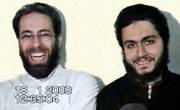 Sept. 11, 2001, suicide pilots identified as Ziad Jarrah, left, and Mohamed Atta appear together joking about making their will in a video dated Jan. 18, 2000. The Sunday Times said the video was made in Afghanistan for release after the men's deaths.