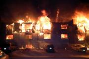 An early morning fire at a section of Boardwalk Apartments, 524 Frontier Rd. left several buildings destroyed and many residents homeless. Area fire departments from Lenexa and Olathe as well as emergency medical units from Johnson County came to Lawrence to assist.