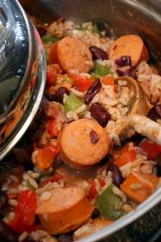 This Red Beans and Rice puts lean protein, whole grains and tasty veggies together in a well-seasoned dish.