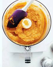 Roasted butternut squash puree sweetens and intensifies the squash's flavor by adding a bit of honey, butter and thyme.