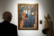 A painting by Ernst Ludwig Kirchner called "Berliner Strassenszene," which was recently returned to its Jewish heirs by a German museum following a dispute that claimed their ancestors were forced to hand the work over to the Nazis, is viewed at Christie&squot;s auction house in New York. The painting sold Wednesday for $38 million.
