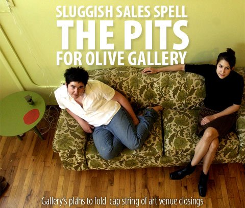 Olive co-owners Bailey Kivett (left) and Jill Kleinhans in a photo taken just before the gallery opened in 2003.