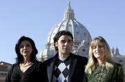 From left, Iranian actress Shohreh Aghdashloo, U.S. actor Oscar Isaac and U.S. movie director Catherine Hardwicke attend the world premiere of "The Nativity Story" on Sunday at the Vatican.