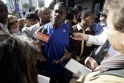 Mark Crouch, a parent of one of the nine youths convicted for a Halloween night attack reacts to the verdict Friday outside a Long Beach, Calif., courthouse. The youths, ranging from 12 to 18 years old, could receive sentences from probation to confinement in juvenile prison until age 25. All were charged with felony assault.