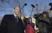 Former White House Press Secretary Ari Fleischer leaves the U.S. Federal Courthouse in Washington, D.C. Fleischer testified Monday that former vice presidential aide I. Lewis "Scooter" Libby told him about Valerie Plame&squot;s job at the CIA on July 7, 2003. But Libby has told investigators he thought he first learned about Plame on July 10 from NBC reporter Tim Russert.