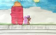 A painting on a wall at Hillcrest School shows a student's native written language and the English translation.