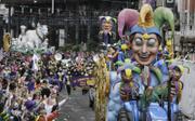 The Jesters float comes to Canal Street during the Rex parade at Mardi Gras celebrations Tuesday in New Orleans.