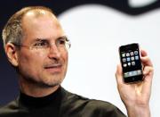 Apple CEO Steve Jobs demonstrates the new iPhone during his keynote address Jan. 9 at MacWorld Conference & Expo in San Francisco. Cisco Systems Inc. and Apple Inc. said Wednes-day they had settled the trademark-infringement lawsuit that threatened to derail Apple&squot;s use of the "iPhone" name for its much-hyped new iPod-cellular phone gadget.