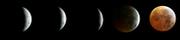 This five-picture combination shows various stages of a total lunar eclipse over Baghdad, Iraq, between 1:30-2:30 a.m. local time today. The first total lunar eclipse in three years was best visible to residents of Europe, Africa and the Middle East.