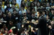 Democratic presidential hopeful Sen. Barack Obama, D-Ill., speaks during a rally at George Mason University in Fairfax, Va., in this Feb. 2 file photo. Obama spokesman Dan Pfeiffer said interest among younger voters, particularly Internet activity, has sprung up independently of the campaign.
