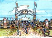 This is an artist's rendition of one of the race villages, which organizers say could draw as many as 100,000 visitors over the course of the 15-day race.