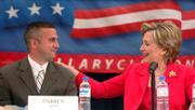 A tearful Darren Soto, left, listens as Democratic presidential hopeful Sen. Hillary Rodham Clinton, of New York, thanks him for his introduction during a campaign stop on Saturday in east Orlando, Fla. Soto, a candidate for the Florida House, became emotional as he was introducing Clinton to the panel. Clinton announced Sunday that she had amassed a war chest of $36 million, shattering previous records.