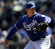 Kansas City starting pitcher Brandon Duckworth delivers against Detroit. Duckworth pitched 61â3 shutout innings in the Royals' 3-2 loss Sunday in Kansas City, Mo.