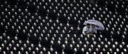 Not many fans were on hand to witness the quirky play after a 1-hour, 46-minute rain delay pushed back Tuesday's start at Kauffman Stadium.
