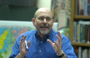 Lawrence High School social studies teacher Mike Ortmann leads class Thursday at LHS. Ortmann won a Wolfe Teaching Excellence Award from Kansas University.