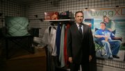 Casual Male Retail Group Chief Executive Officer David Levin shows a sampling of the company's new "Living XL" collection at corporate headquarters in Canton, Mass. The Living XL catalog offers a wide arrange of items for overweight and obese customers.