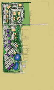 The K-State Innovation Campus and Kansas Bioscience Park. Purple buildings indicate facilities to be developed by Kansas State University and tan buildings indicate Kansas Bioscience Authority buildings.