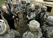 Army Secretary Pete Geren talks to soldiers Friday at Fort Riley. The visit was Geren's first tour of an Army installation since his confirmation July 13.