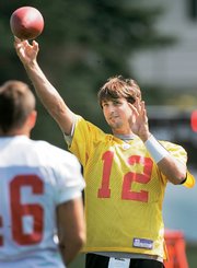 Kansas City quarterback Brodie Croyle throws during the first day of training camp. Second-year man Croyle and veteran Damon Huard will compete for the starting job.
