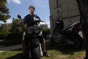 Tom Cox, a KU senior from Shawnee, Kan., who rides his scooter to classes, said he is applying the information he learned in a motorcycle safety course to riding his scooter.