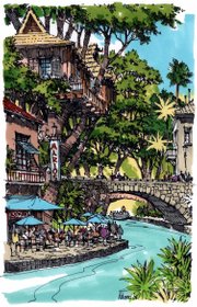 This Artist's rendering shows part of the Treehaus Resort and Riverwalk development planned for the Schlitterbahn Water Park in Kansas City, Kan.