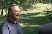 Charles Collins of the Combat Studies Institute at Fort Leavenworth describes to students what took place at the Battle of Westport 143 years ago in what is today Loose Park in Kansas City, Mo.