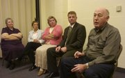 Members of the Church of Jesus Christ of Latter-day Saints from right, Larry Day, Ric Mitchell, Janet Grant, Diane Karpowitz and Kay Rytting talk Tuesday about the Mormon faith at the church, 3615 W. 10th Street.