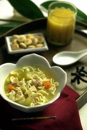 If your baby has a cold, encourage fluids, such as chicken soup, to help alleviate respiratory symptoms.