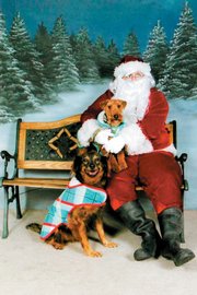 Dogs Porterhouse and Moe have their photo taken with Santa as part of the Lawrence Humane Society's Santa Paws event, a shelter benefit. This 2006 photo was submitted by Meryl Carver-Allmond. This year's Santa Paws photos will be taken 11 a.m.-4 p.m. today and Dec. 2 at the Humane Society, 1805 E. 19th St.