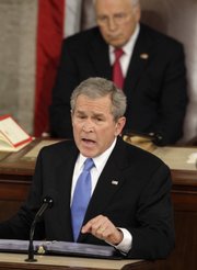 Vice President Dick Cheney watches as President Bush delivers his State of the Union address before a joint session of Congress, Monday Jan. 28, 2008, on Capitol Hill in Washington.