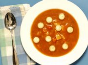 While fighting over soup doesn't involve smashmouth football, it does get pretty contentious, as the two Super Bowl cities go head to head over one question: Who can claim the better namesake clam chowder, New England or Manhattan? Pictured is the Manhattan version.